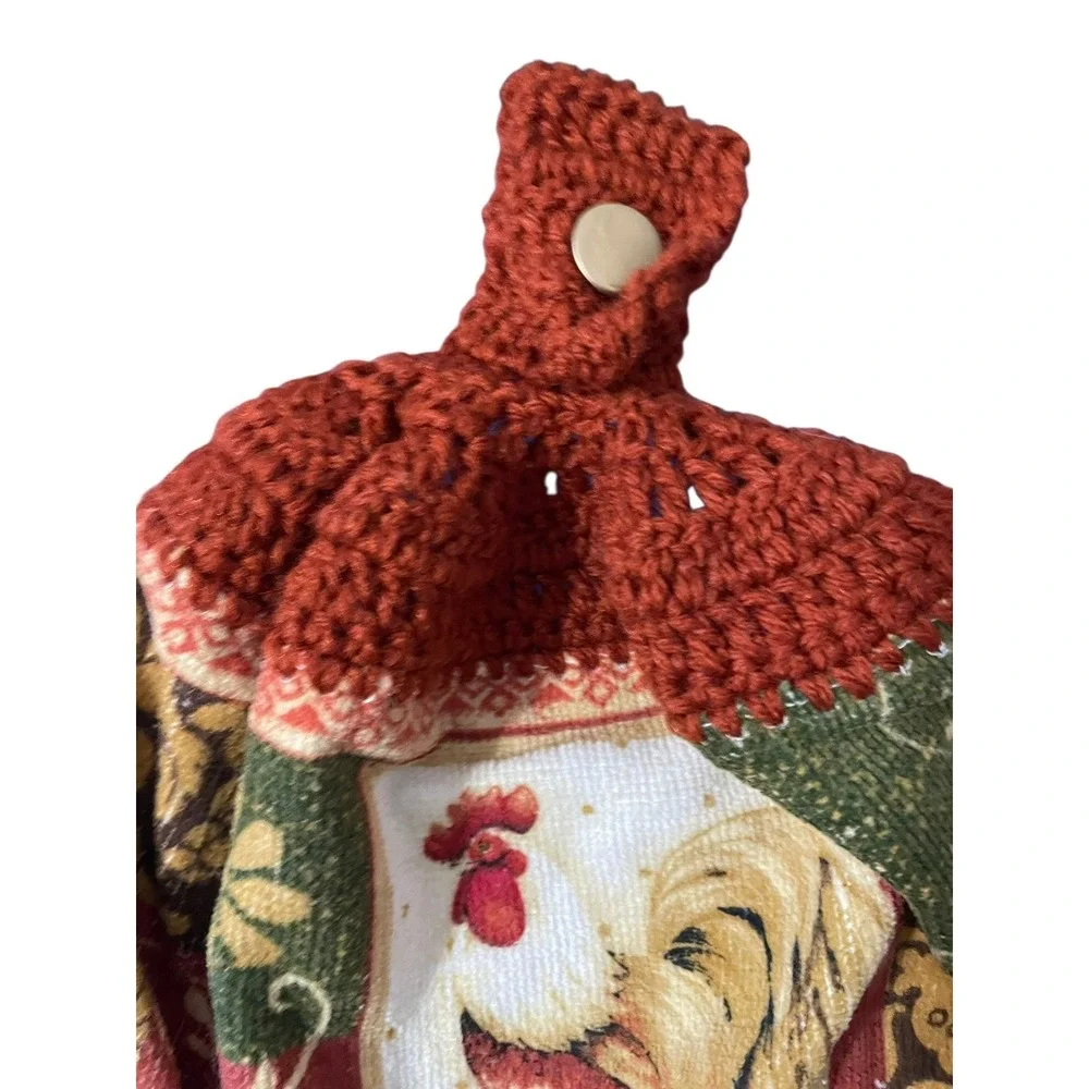 Crochet Top Hanging Kitchen Towel Rooster‎ Farmhouse Country Kitchen